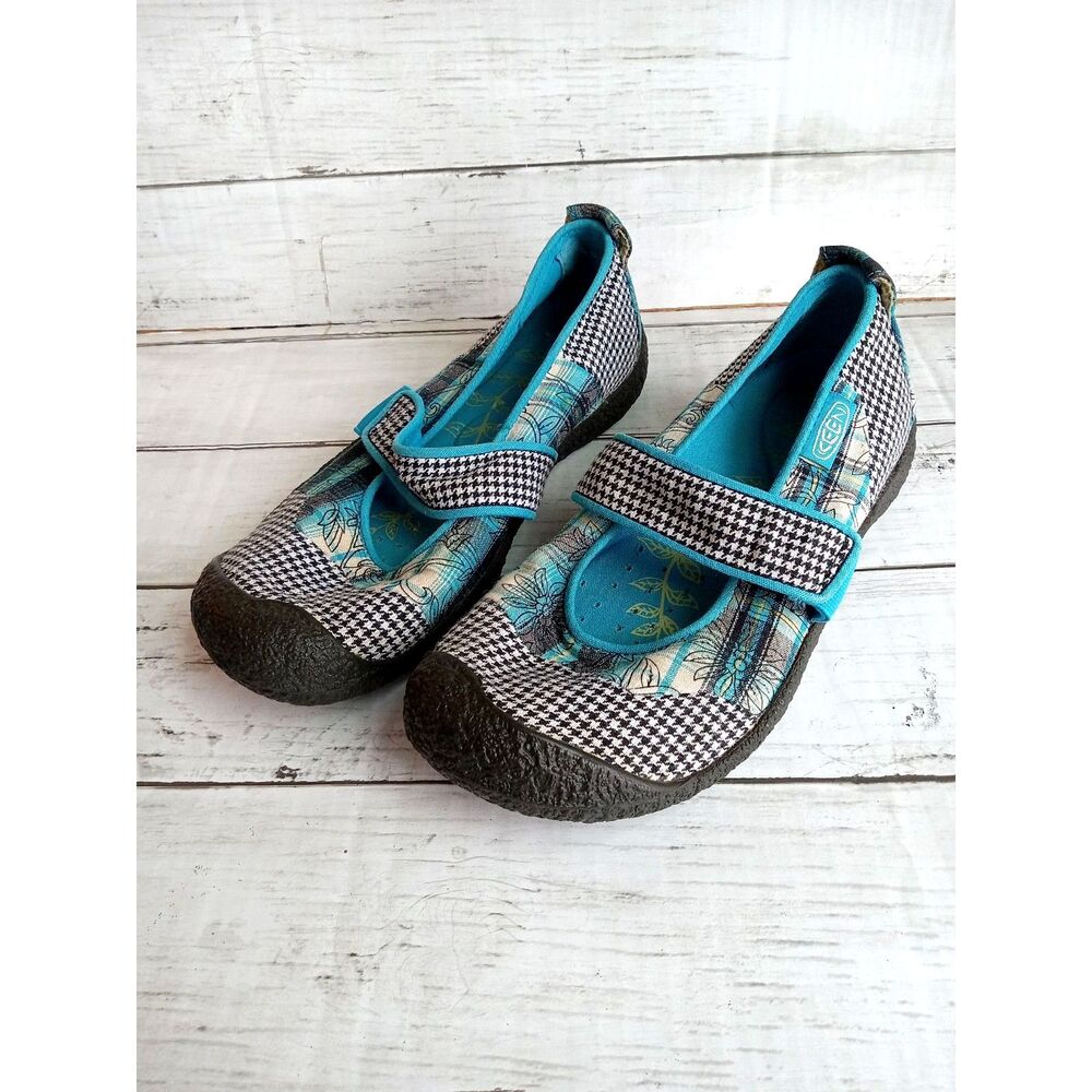 KEEN 7.5 Harvest Mary Jane Blue Black Patchwork Shoe